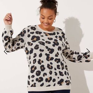 NWT LOFT Leopard Jacquard Sweater